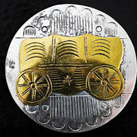 40mm Round Wagon Medallion, Silver w/Gold, ea