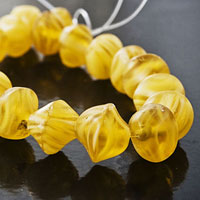 9mm Topaz Translucent Frost Glass Nugget Beads, Strand