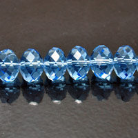 9x12mm Rondelle Faceted Crystal Aqua Blue Beads,16" Strand, 48 beads