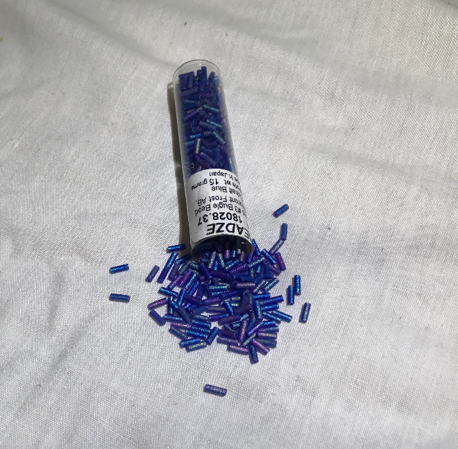 Japanese Glass Bugle Beads #3, Cobalt, Approx. 582 beads