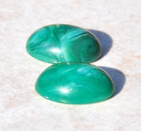 18x13mm Green Malachite Lucite Cabochon Flat Back, pk/20
