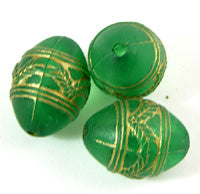 20x15mm Emerald Translucent Oval Wreath Beads, ea
