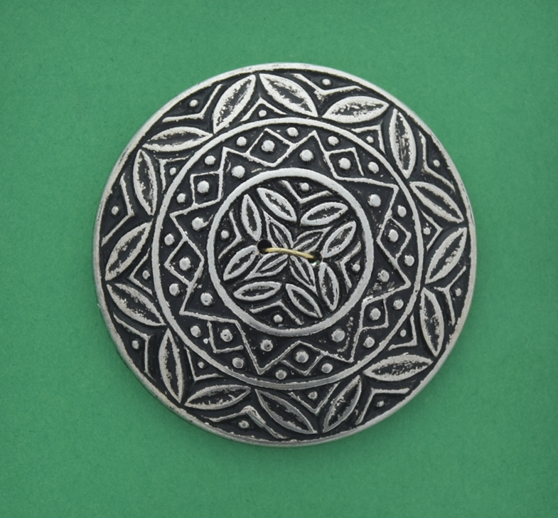 46mm Antique Silver Finish Peruvian Round Embellishment, ea