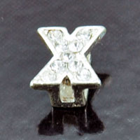 11mm Rhinestone Letter Slide Charm - X, ea