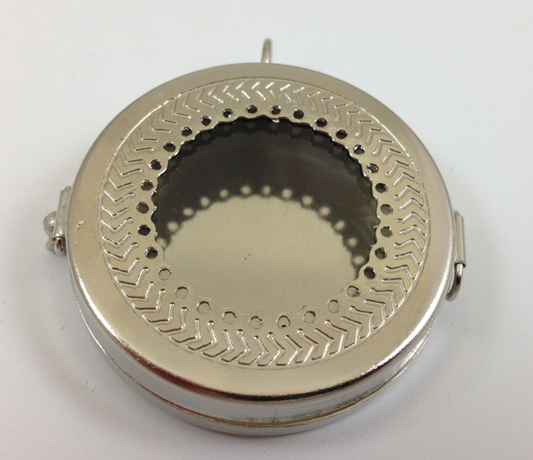 41mm Filigree Pill Box Shadowbox Pendants, Silver plate, G2350.79, 2ea