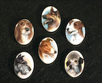 Dog Cameo on chalk white base, 18x13mm, King Charles Spaniel, German Shepherd, Collie, French Poodle, Scottish or Jack Russel Terrier, each