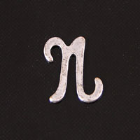 11x9mm Letter <B>N</B> Classic Silver Metal Stamping, pk/6