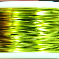 Artistic Craft Wire, Fiesta Wire™, non-tarnish Peridot(Neon Lime) color over Silver plated copper wire, 26 gauge. Sold per 15 yard spool