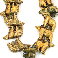 24x34mm Top Drilled Bear, Antique Gold Beads, 12in strand