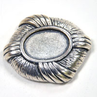43mm Turban Button Style Cabochon (16mm x 20mm Bezel), Flat back, Antique Silver, pack of 6