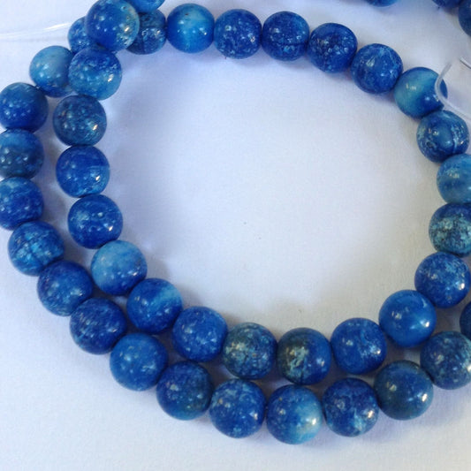 6mm Italian Lapis Lazuli Blue Beads, lucite, 12" strand