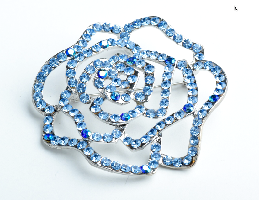 59mm Large Rose Pin, Light Sapphire/Light Sapphire AB EA