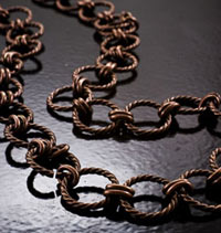 Antiqued Copper Textured Round Ring and Connector Chain sold in a 10ft/spool