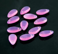15mm Milky Pink Teardrop, Czech Glass Pk/12