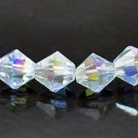 8mm Crystal AB Faceted Bi-cone Fire-n-Ice Crystal Beads, 16" Strand