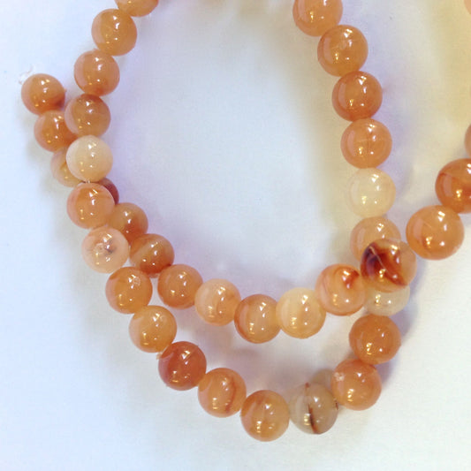 6mm Italian Cinnamon Tan Jade Lucite Beads, 12 inch strand