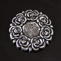 40mm(1.56in) Rnd Rose Setting-w/17mm set, Flat Back, Antique Classic Silver, pk/3