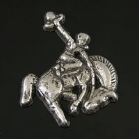 36mm Bronc Buster Charm, Antique Silver, pack of 6