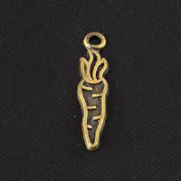 15mm Carrot Charm, Vintage Brass, pack of 6