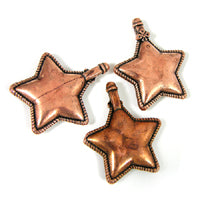 53mm Bordered Star Pendant Antiqued Copper, pack of 3