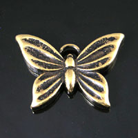 48mm Butterfly Pendant Charm, Antique Gold, Pack of 6