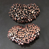 49mm x 32mm Nugget Heart Cabochon Jewelry Component, Antique Copper, each