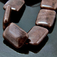 25mm Dyed Jade Rectangle Bead, Chocolate Brown, strand