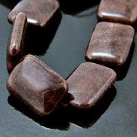 25mm Dyed Jade Rectangle Bead,  Chocolate Brown, strand