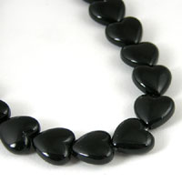 12mm Italian Black Onyx Heart Lucite Beads, 12 inch strand