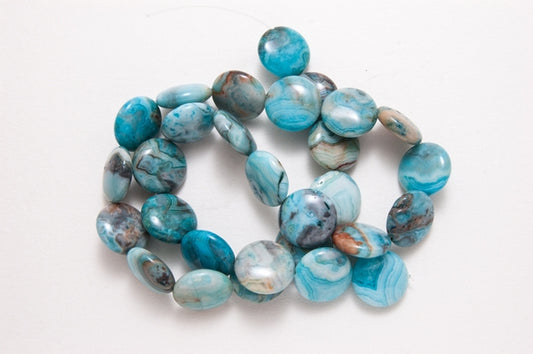 14mm Turquoise Agate Disc Bead, 16" per strand