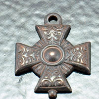 Maltese Cross Charm, Vintage Rustic Brass
