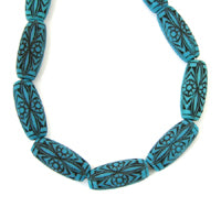 25mm Vintage Egyptian Faux Turquoise Tube Beads, 12 inch strand
