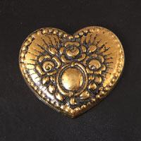 32x29mm Floral Heart Flatback, Antiqued Gold, ea