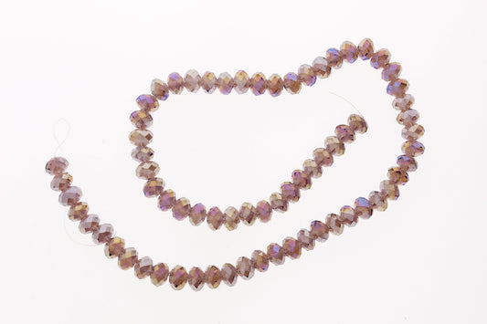 8mm Amethyst Rondelle Faceted Fire-n-Ice Crystal Beads, 16" Strand (07229.41)