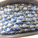 7mm Sky Blue Rosary Glass Beaded Chain, 30 foot roll
