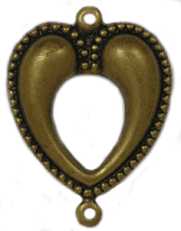 20x26mm Vintage Brass Open Heart Charm, pk/6