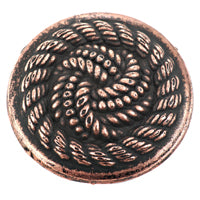 25mm Rope Top Round Flatback, Antiqued Copper, pk/6