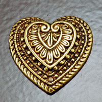 29mm Antiqued Gold Scrolled Heart Charm, pack of 6
