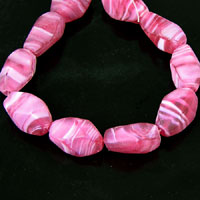 18x10mm Fuchsia Translucent Frost Nugget Bead, 7in Stra