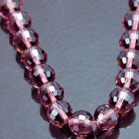 8mm Round Faceted 96 Facet Rich-cut Fire-n-Ice Crystal 16" Strand