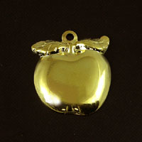 20x21mm Apple Charm, Bright Gold Metal Stamping, pk/6