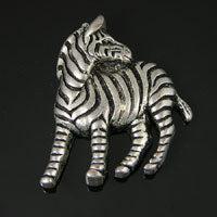 34x45mm Zebra, Antique Silver Flat Back, ea