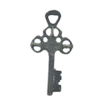 Aged Skeleton Key Cross Pendant, black with antique gold and verdigris green, Made in USA, Pack of 2