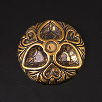 31mm Antique Gold Medallion Flat Back w/10mm Heart setting-bezel, each