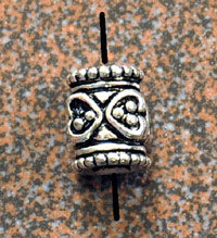 8x6mm Silver Vintage Barrel Spacer Beads, pk/12