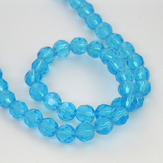 8mm Round Faceted Crystal Beads, Strand