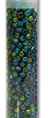 Matsuno 6/0 Seed Beads, Teal Rainbow Transparent, Approximately 18 Grams