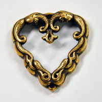 45mm x 48mm Wave Open Heart Pendant, antique gold, each