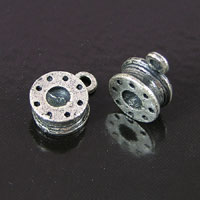 10mm Sewing Bobbin Charm, Vintage Silver, 6 pack