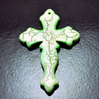 77mm Green Turquoise Matrix Cross Pendant, 1 each